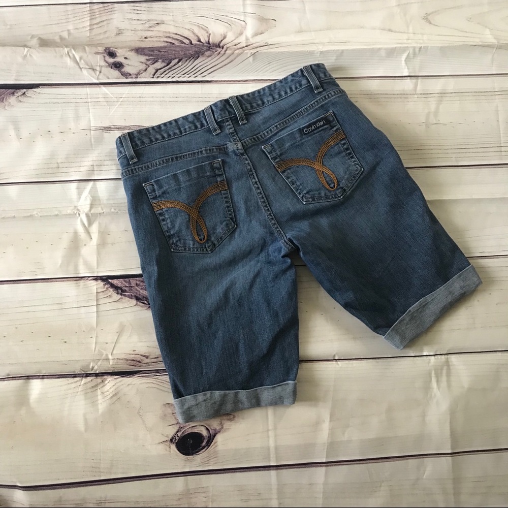Calvin Klein | rolled hem denim knee length shorts